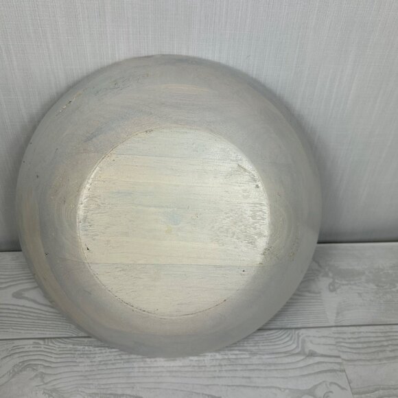 Handcrafted Wooden Decorative Bowl 12 Inches Bue White Grey‎ Boho - Picture 10 of 16